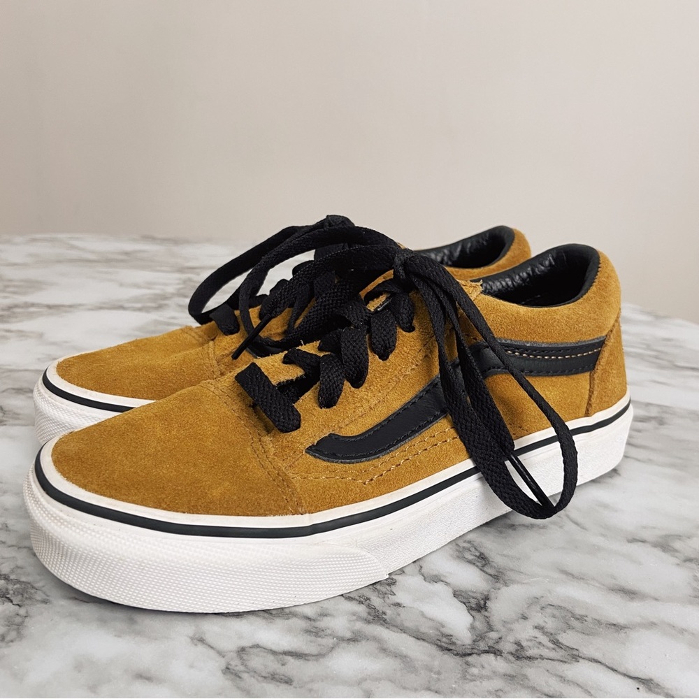 Mustard Yellow Suede Vans Kids Size 13.5